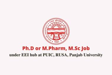 Career for Ph.D or M.Pharm, M.Sc under EEI hub