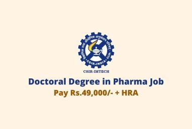 IMTech Doctoral Degree in Pharma Job