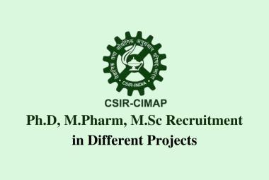 Job for Ph.D, M.Pharm, M.Sc in different projects at CIMAP
