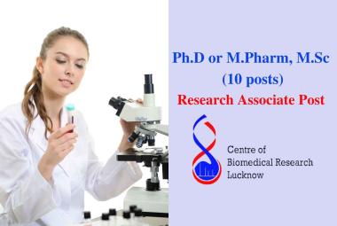Opportunity for Ph.D or M.Pharm, M.Sc as Research Associate at CBMR