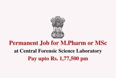 Permanent Job for M.Pharm or MSc at CFSL