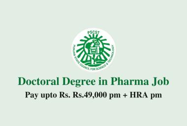 PSCST Doctoral Degree in Pharma Job