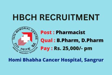 Vacancy for Pharmacist in Homi Bhabha Cancer Hospital