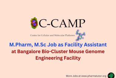 Job for M.Pharm, M.Sc as Facility Assistant at Centre for Cellular and Molecular Platforms
