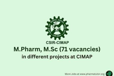 Job for M.Pharm, M.Sc in different projects at CIMAP