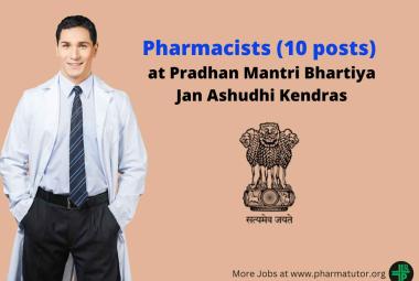 Job for Pharmacists at Pradhan Mantri Bhartiya Jan Ashudhi Kendras
