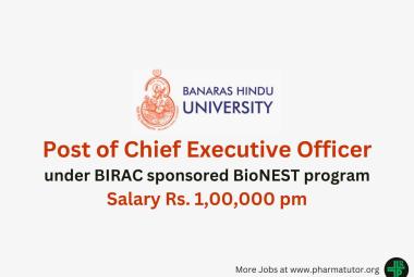 Applications invited for Post of Chief Executive Officer for BioNEST- BHU