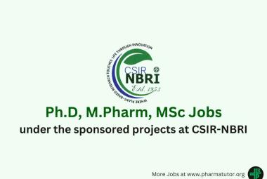 Job for Ph.D, M.Pharm, MSc under the sponsored projects at CSIR-NBRI
