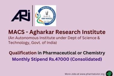 Opportunity for Ph.D, M.Pharm, MSc as Research Associate at Agharkar Research Institute