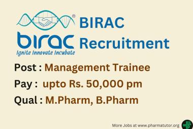 Job for B.Pharm, M.Pharm as Management Trainee under Make in India at BIRAC