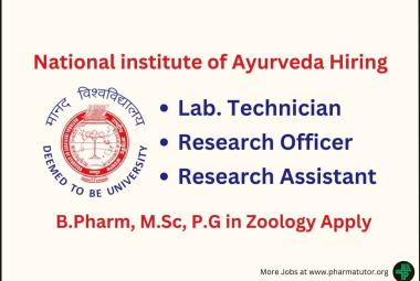 National institute of Ayurveda Hiring Lab. Technician, Research Officer, Research Assistant