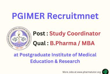 Opportunity for B.Pharm as Study Coordinator at PGIMER