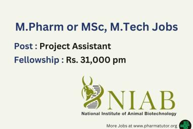 Opportunity for M.Pharm or MSc, M.Tech in ICMR-funded project at NIAB