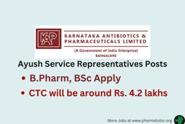 Job for B.Pharm, BSc as Ayush Service Representatives at KAPL