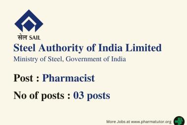 Job for Pharmacists at Steel Authority of India Limited
