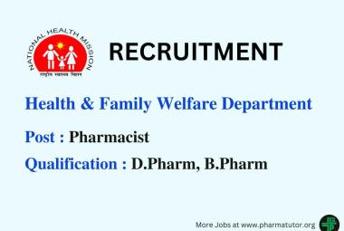 Job for Pharmacist under Department of Health & Family Welfare