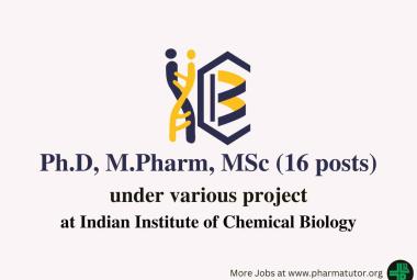 Recruitment for Ph.D, M.Pharm, MSc under various project at IICB