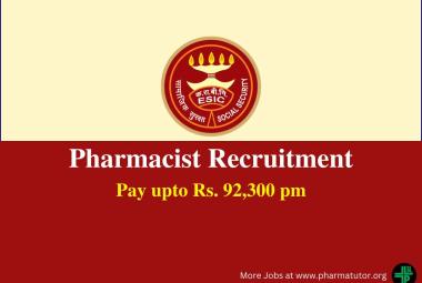 Applications are invited for Pharmacist at ESIC
