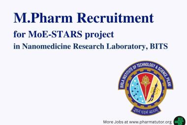 Career for M.Pharm for MoE-STARS project at BITS
