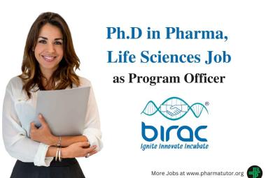 Career for Ph.D in Pharma, Life Sciences at BIRAC