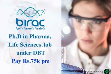 Job for Ph.D in Pharma, Life Sciences under Department of Biotechnology
