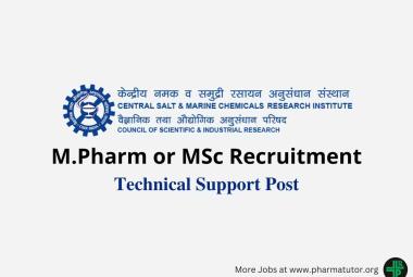 M.Pharm or MSc Recruitment at CSMCRI