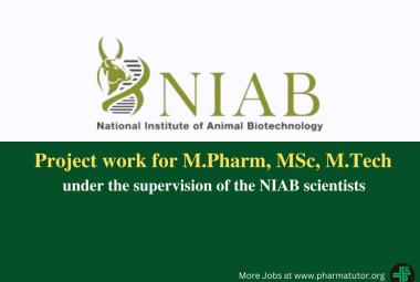 Project work for M.Pharm, MSc, M.Tech at NIAB