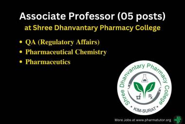 Career for Associate Professor at Shree Dhanvantary Pharmacy College