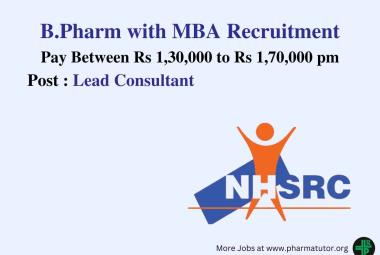 Job for Pharmacy Graduates as Lead Consultant at NHSRC