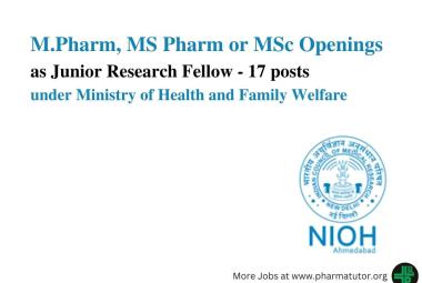 Opportunity for M.Pharm, MS Pharm or MSc at Academic Council of ICMR-NIOH