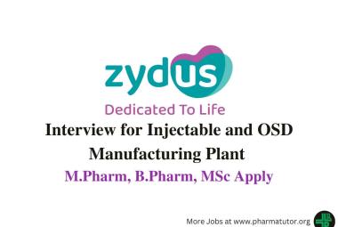 Walk in for M.Pharm, B.Pharm, MSc in Multiple Department at Zydus Lifesciences