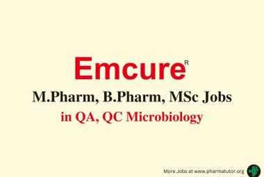Walk in for M.Pharm, B.Pharm, MSc in QA, QC Microbiology at Emcure