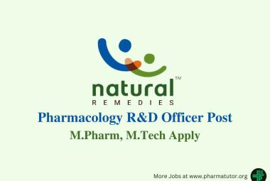 Work as Pharmacology R&D Officer at Natural Remedies