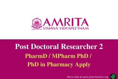 Applications are invited for Post Doctoral Researcher at Amrita Vishwa Vidyapeetham