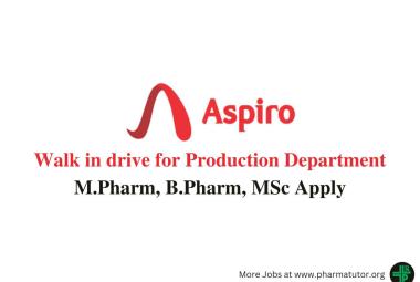 Aspiro Pharma walk in drive for Production Department
