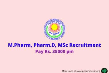 JIPMER M.Pharm, Pharm.D, MSc Recruitment