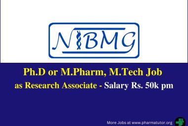 Job for Ph.D or M.Pharm, M.Tech as Research Associate at NIBMG