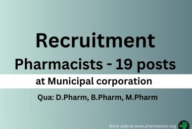 Jobs for Pharmacists at Municipal corporation