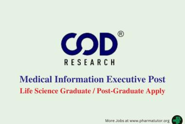 Work as Medical Information Executive at COD Research