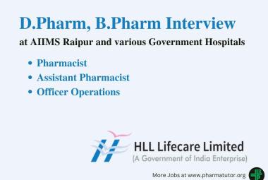 Interview for D.Pharm, B.Pharm in AMRIT Pharmacy outlets at AIIMS Raipur and various Government Hospitals
