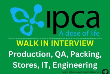 IPCA walk in interview for Silvassa unit