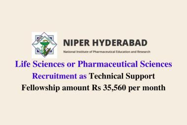 NIPER Life Sciences or Pharmaceutical Sciences Recruitment as Technical Support