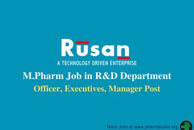 Walk in Drive for M.Pharm in R&D Department at Rusan Pharma