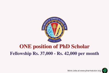 Applications are invited for post of PhD Scholar at BITS Pilani