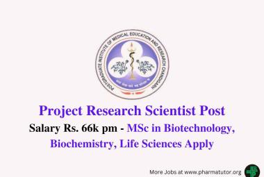 Applications are invited for post of Project Scientist at PGIMER