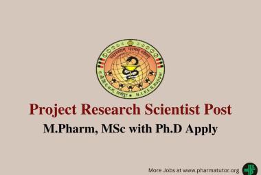 Applications are invited for post of Research Scientist at NIPER