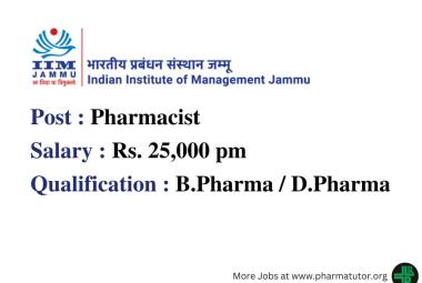 Apply Online for Pharmacist Post in the office of IIM