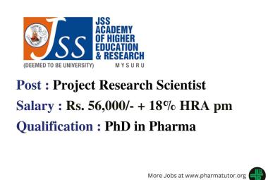 Job as Project Research Scientist at JSS Academy of Higher Education & Research