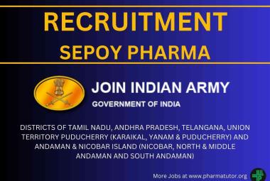 Jobs as Sepoy Pharma at Tamil Nadu, Andhra Pradesh, Telangana, Puducherry and Andaman