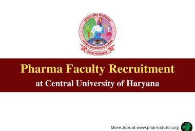 Online applications are invited for Pharma Faculty at Central University of Haryana